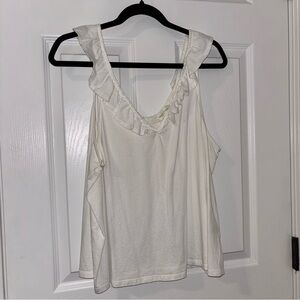 Treasure & Bond White Ruffle Tank Top